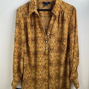 Style & Co. Mustard Snake Print Button Down Shirt